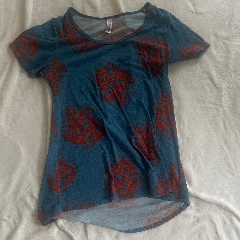 LuLaRoe Blue and Red Patterned Top